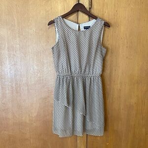 Tan & Navy Polka Dot Midi Dress